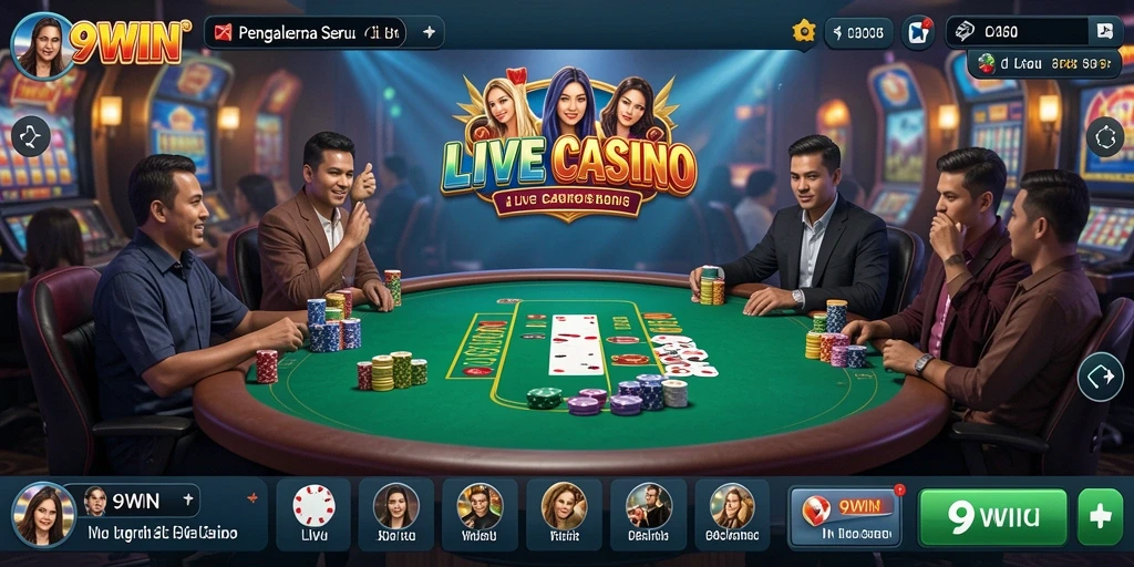 Tampilan gameplay langsung di aplikasi Live Casino 9WIN.