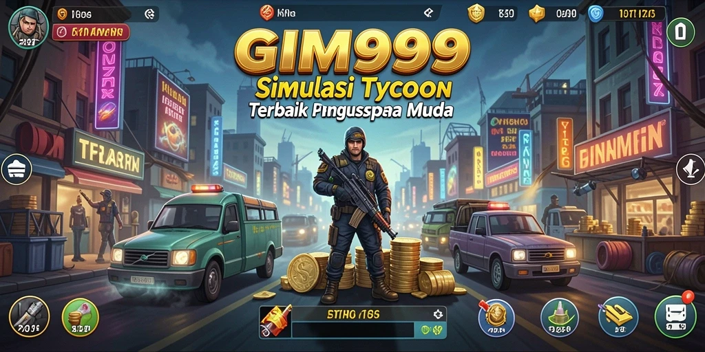 Tampilan menarik dari gameplay GIM999 yang menampilkan manajemen perusahaan.
