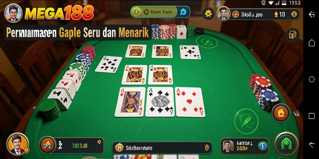 Tampilan gameplay MEGA188 yang seru dalam permainan Gaple.