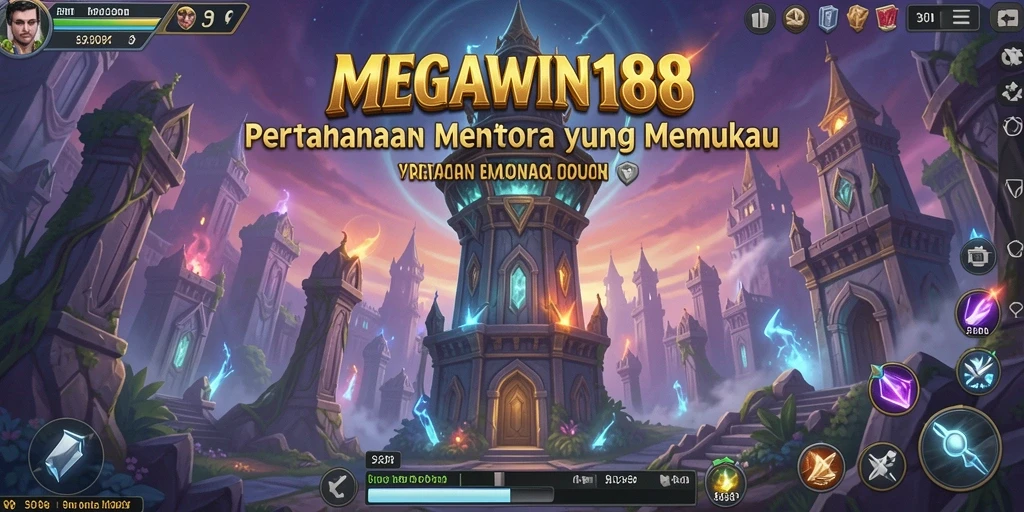 Tangkapan layar gameplay MEGAWIN188 yang menunjukkan aksi menara pertahanan.