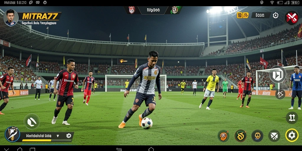 Screenshot gameplay MITRA77 dengan aksi pertandingan sepak bola yang seru.
