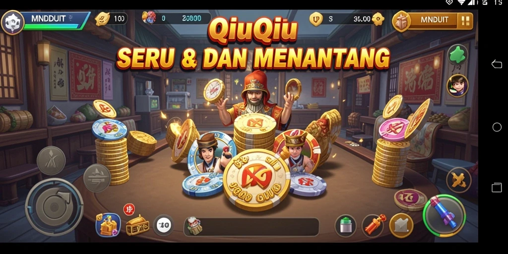 Tampilan gameplay QiuQiu di MNDUIT yang seru dan mendebarkan.