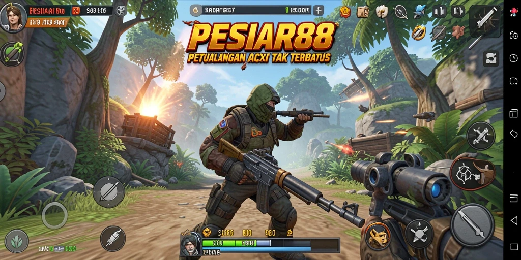 Tangkapan layar PESIAR88 menunjukkan pertarungan aksi yang mendebarkan.