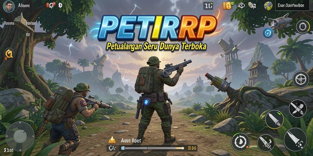 Screenshot menunjukkan dunia terbuka yang luas dan penuh petualangan.
