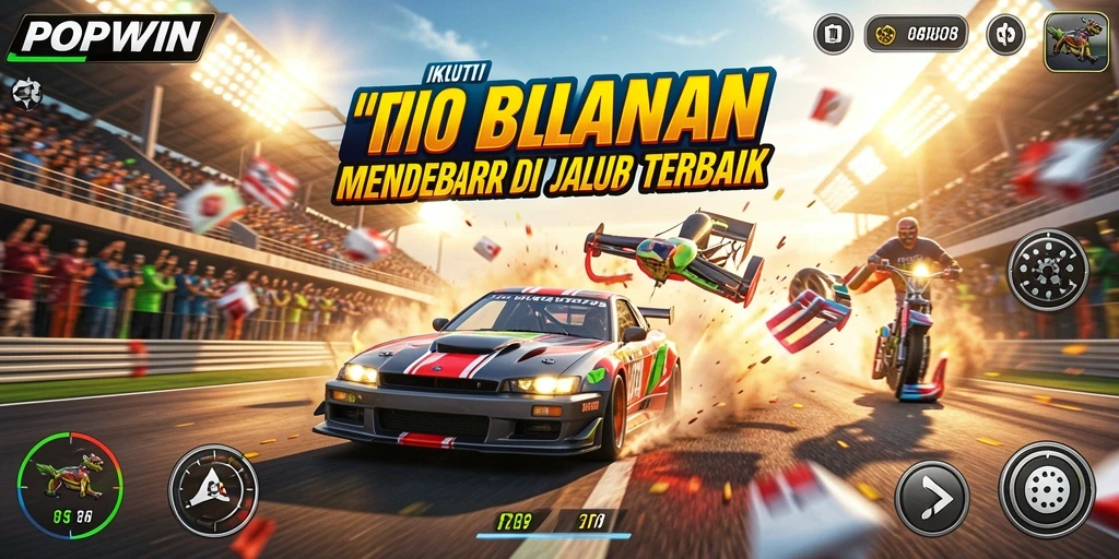 Tampilan mengasyikkan dari gameplay balapan cepat di POPWIN.