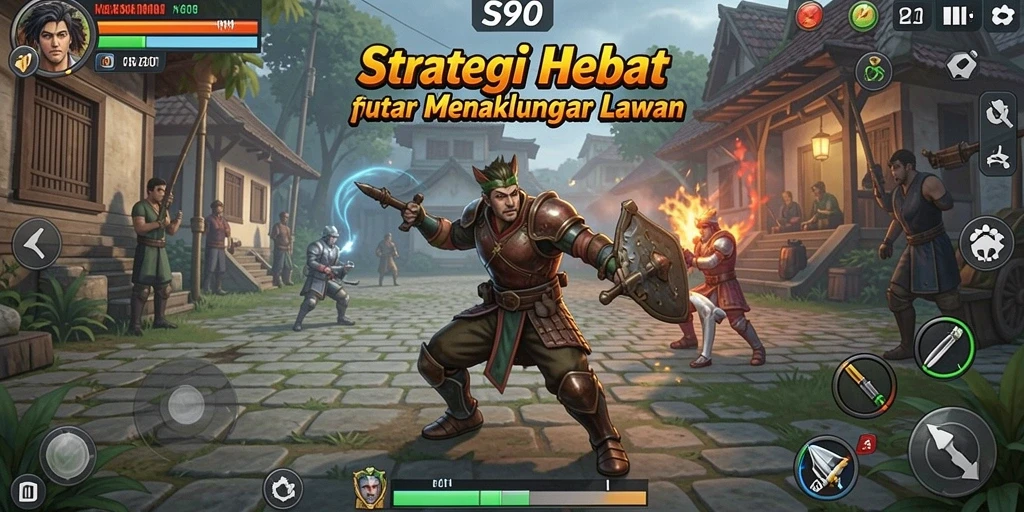 Screenshot gameplay menampilkan pertempuran strategi yang intens.