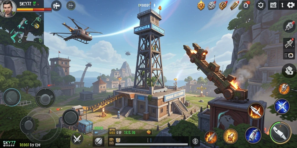Gameplay <strong>SKY77</strong> yang epik dan intens dalam Tower Defense.