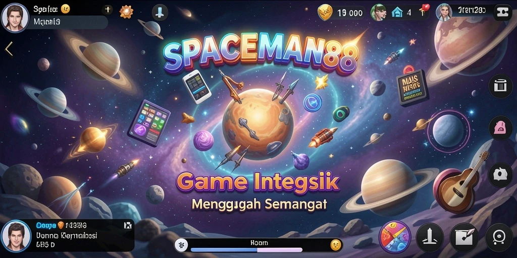 Tampilan gameplay seru di SPACEMAN88 dengan musik interaktif.