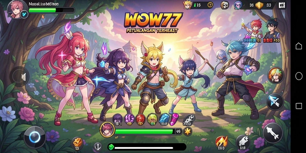 Tampilan permainan <strong>WOW77</strong> dengan karakter anime yang menarik.